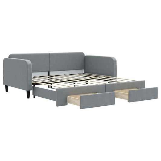 Daybed with Trundle&Drawers Light Grey 90x190 cm Daybed with Trundle&Drawers Light Grey 90x190 cm