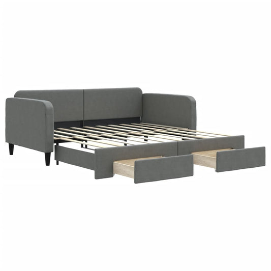 Daybed with Trundle&Drawers without Mattress Dark Grey 90x190cm Daybed with Trundle&Drawers without Mattress Dark Grey 90x190cm