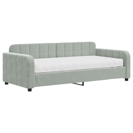 Daybed with Mattress Light Grey 90x190 cm Velvet Daybed with Mattress Light Grey 90x190 cm Velvet