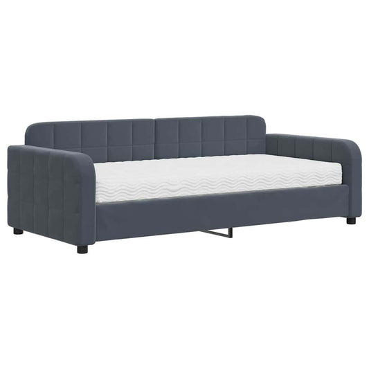 Daybed with Mattress Dark Grey 90x190 cm Velvet Daybed with Mattress Dark Grey 90x190 cm Velvet