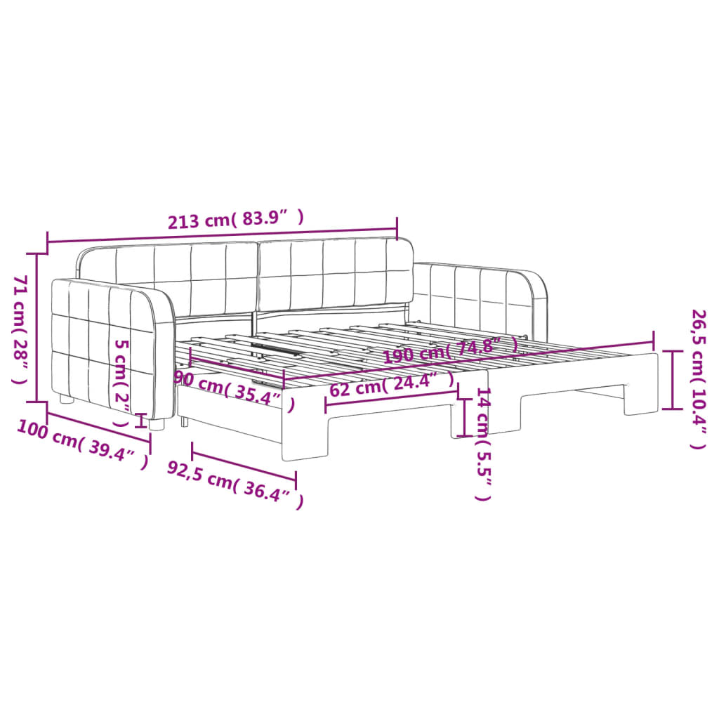 Daybed with Trundle without Mattress Dark Grey 90x190 cm Single