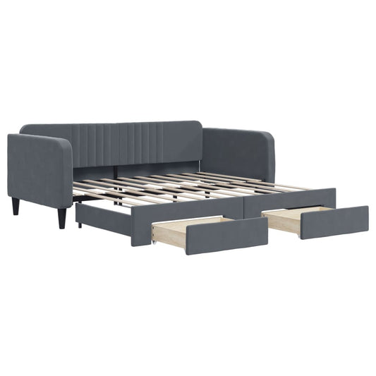 Daybed with Trundle&Drawers without Mattress Dark Grey 90x190cm Daybed with Trundle&Drawers without Mattress Dark Grey 90x190cm