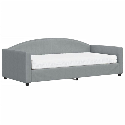 Daybed with Mattress Blue Light Grey 90x190 cm Fabric Daybed with Mattress Blue Light Grey 90x190 cm Fabric