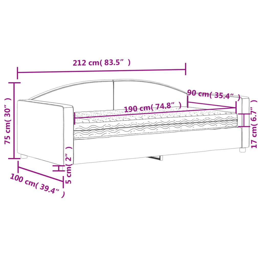 Daybed with Mattress Blue Light Grey 90x190 cm Fabric