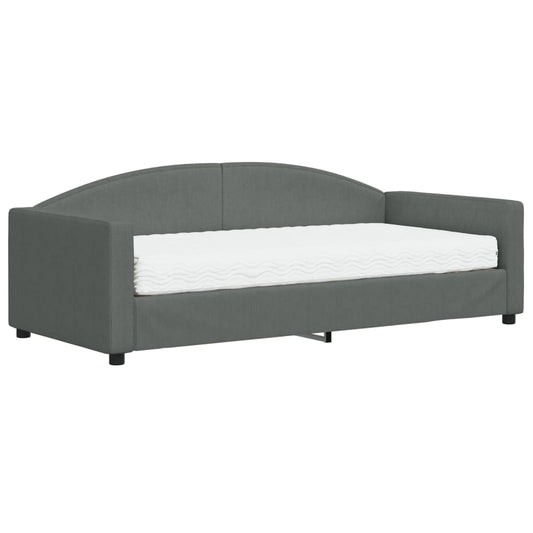 Daybed with Mattress Blue Dark Grey 90x190 cm Fabric Daybed with Mattress Blue Dark Grey 90x190 cm Fabric
