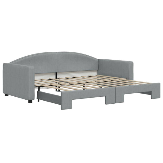 Daybed with Trundle without Mattress Light Grey 90x190 cm Daybed with Trundle without Mattress Light Grey 90x190 cm
