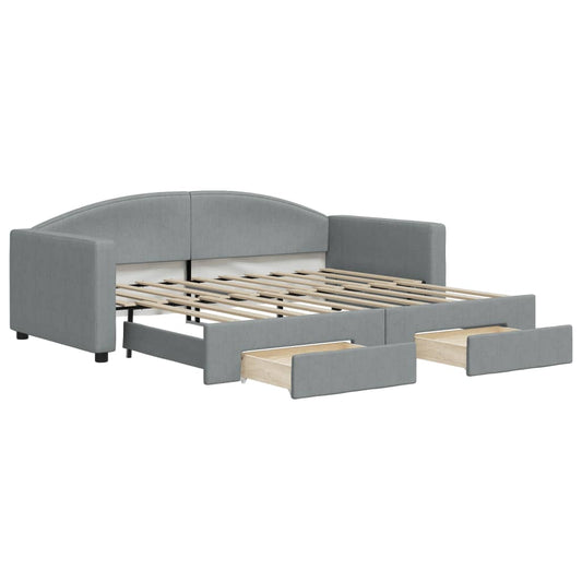 Daybed with Trundle&Drawers Light Grey 90x190 cm Daybed with Trundle&Drawers Light Grey 90x190 cm