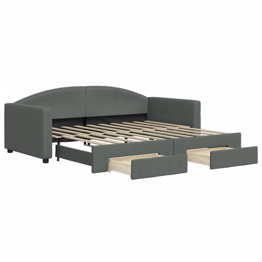 Daybed with Trundle&Drawers without Mattress Dark Grey 90x190cm Daybed with Trundle&Drawers without Mattress Dark Grey 90x190cm