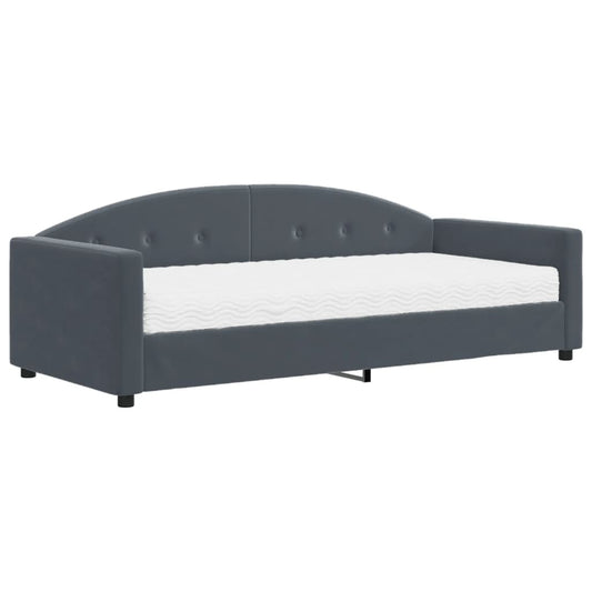 Daybed with Mattress Dark Grey 90x190 cm Velvet Daybed with Mattress Dark Grey 90x190 cm Velvet