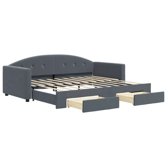 Daybed with Trundle&Drawers without Mattress Dark Grey 90x190cm Daybed with Trundle&Drawers without Mattress Dark Grey 90x190cm