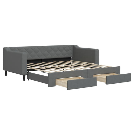 Daybed with Trundle&Drawers without Mattress Dark Grey 90x190cm Daybed with Trundle&Drawers without Mattress Dark Grey 90x190cm