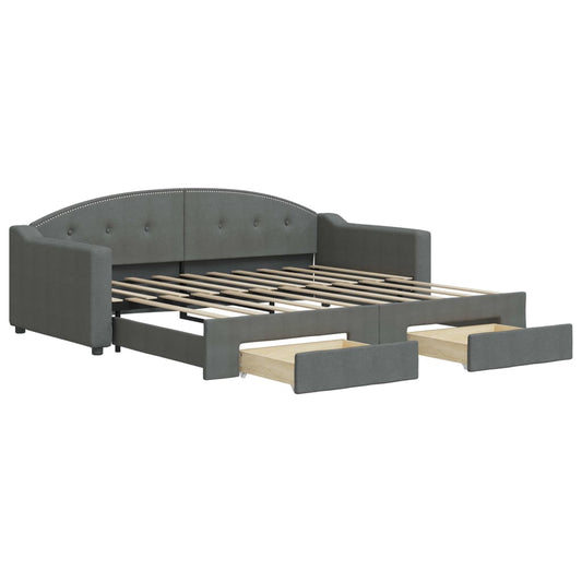 Daybed with Trundle&Drawers without Mattress Dark Grey 90x190cm Daybed with Trundle&Drawers without Mattress Dark Grey 90x190cm