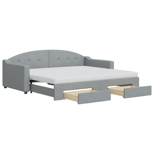 Daybed with Trundle and Drawers Dark Grey 90x190 cm Fabric Daybed with Trundle and Drawers Dark Grey 90x190 cm Fabric