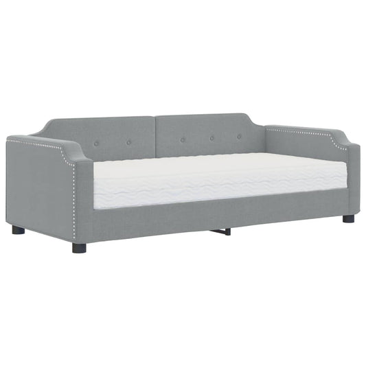 Daybed with Mattress Light Grey 90x190 cm Fabric Daybed with Mattress Light Grey 90x190 cm Fabric
