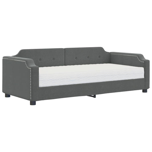 Daybed with Mattress Dark Grey 90x190 cm Fabric Daybed with Mattress Dark Grey 90x190 cm Fabric