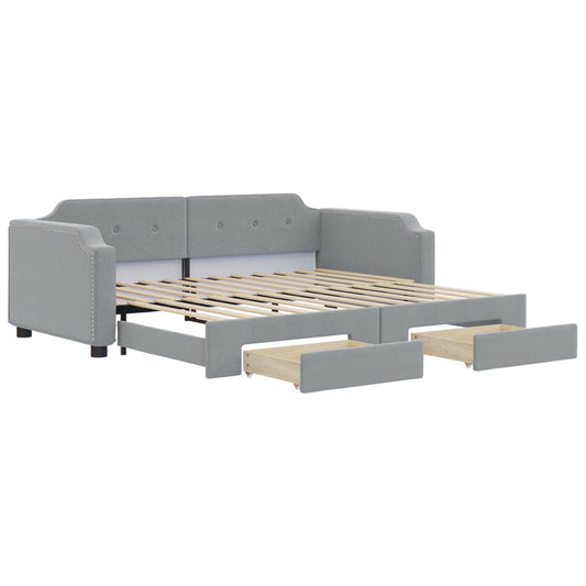 Daybed with Trundle&Drawers Light Grey 90x190 cm Daybed with Trundle&Drawers Light Grey 90x190 cm