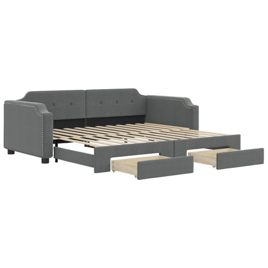 Daybed with Trundle&Drawers without Mattress Dark Grey 90x190cm Daybed with Trundle&Drawers without Mattress Dark Grey 90x190cm