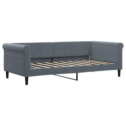 Daybed with Mattress Blue Dark Grey 90x190 cm Velvet Daybed with Mattress Blue Dark Grey 90x190 cm Velvet