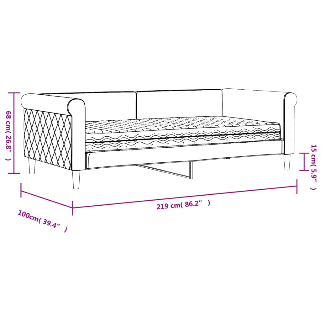 Daybed with Mattress Blue Dark Grey 90x190 cm Velvet