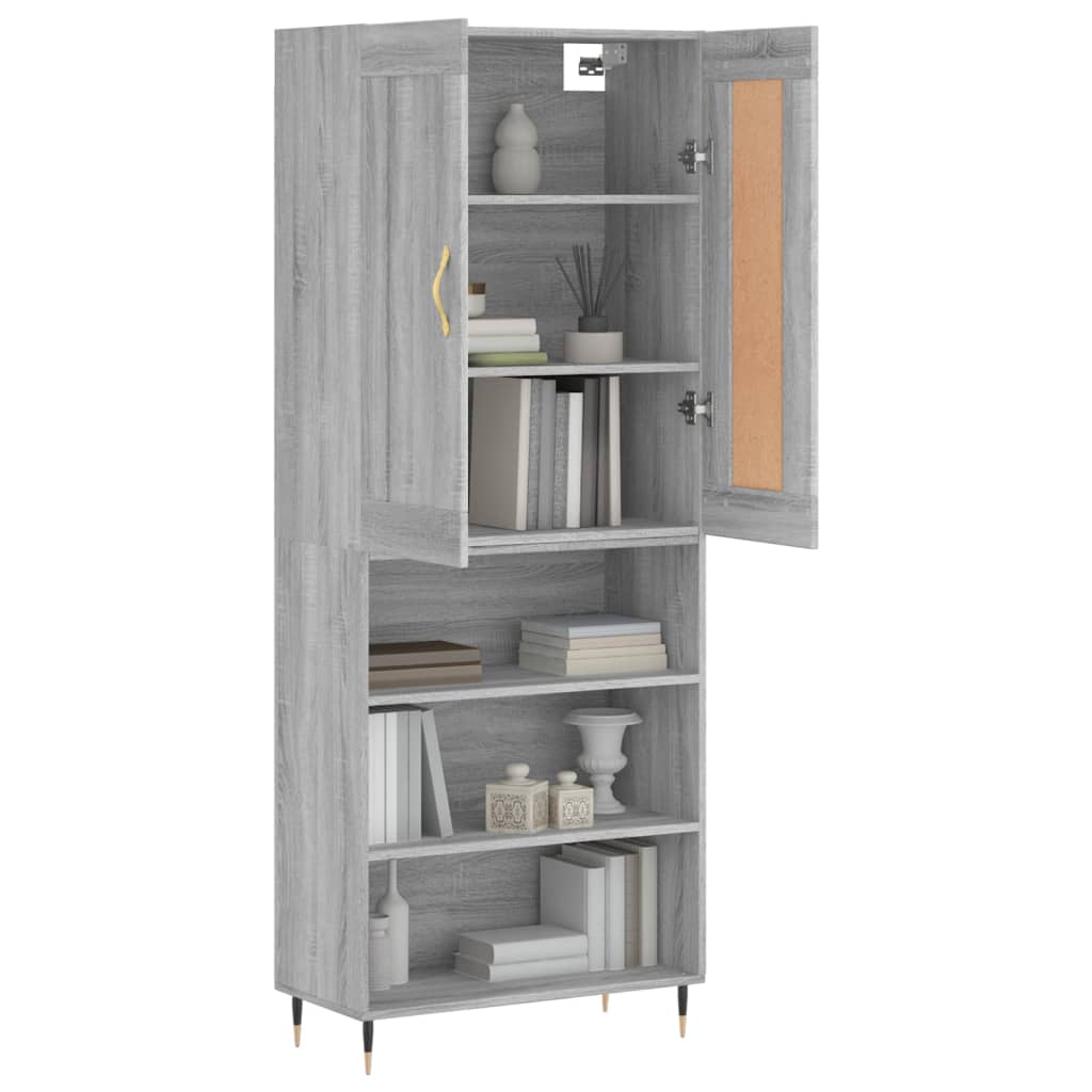 Highboard Grey Sonoma 69.5x34x180 cm Engineered Wood
