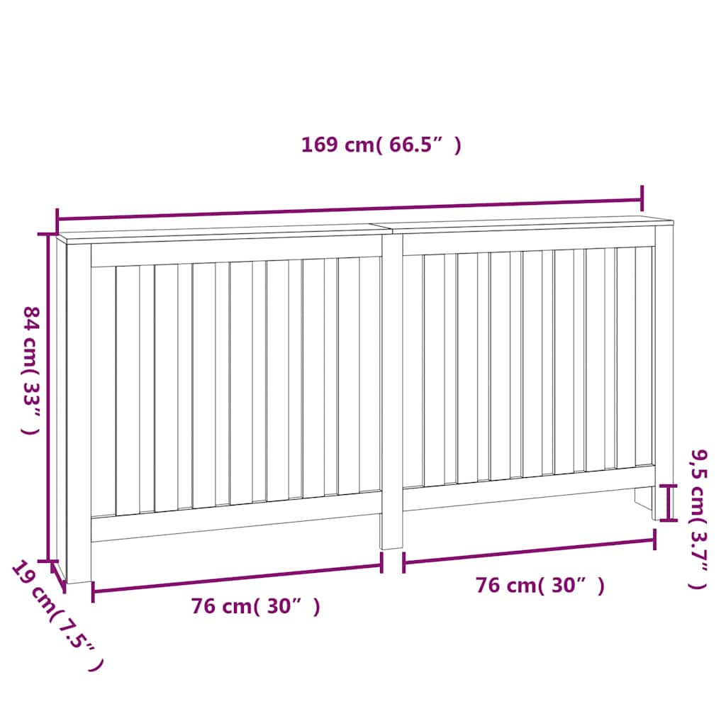 Radiator Cover 169x19x84 cm Solid Wood Pine