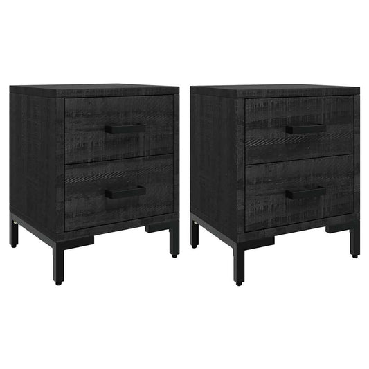 3120339 vidaXL Bedside Cabinets 2 pcs Black 36x30x45 cm Solid Wood Pine 3120339 vidaXL Bedside Cabinets 2 pcs Black 36x30x45 cm Solid Wood Pine