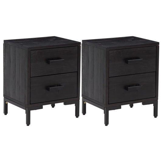 Bedside Cabinets 2 pcs Black 36x30x45 cm Solid Wood Pine Bedside Cabinets 2 pcs Black 36x30x45 cm Solid Wood Pine