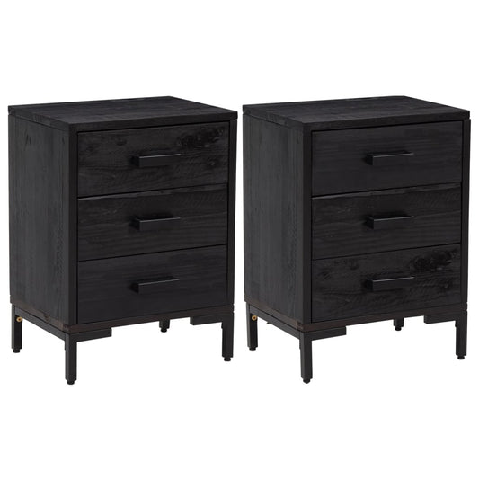 Bedside Cabinets 2 pcs Black 40x30x55 cm Solid Wood Pine Bedside Cabinets 2 pcs Black 40x30x55 cm Solid Wood Pine