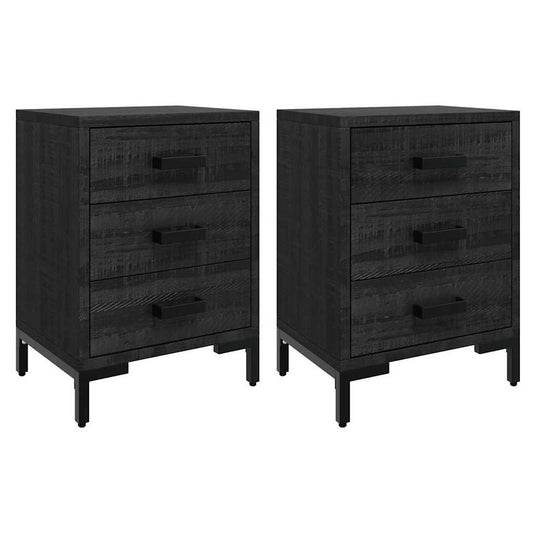 3120341 vidaXL Bedside Cabinets 2 pcs Black 40x30x55 cm Solid Wood Pine 3120341 vidaXL Bedside Cabinets 2 pcs Black 40x30x55 cm Solid Wood Pine