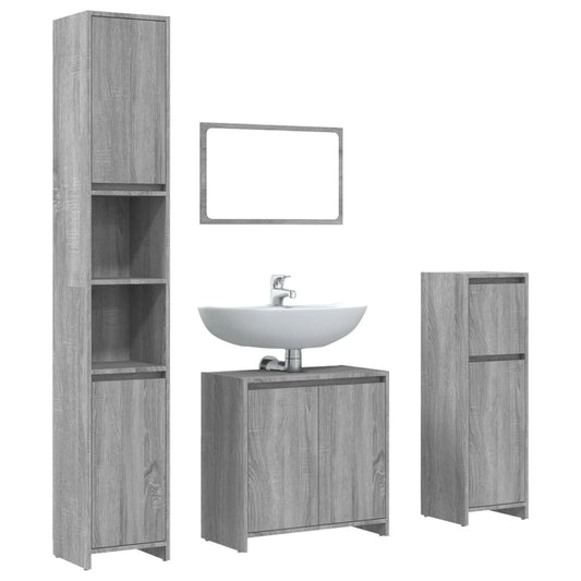 4 Piece Bathroom Furniture Set Grey Sonoma Engineered Wood 4 Piece Bathroom Furniture Set Grey Sonoma Engineered Wood