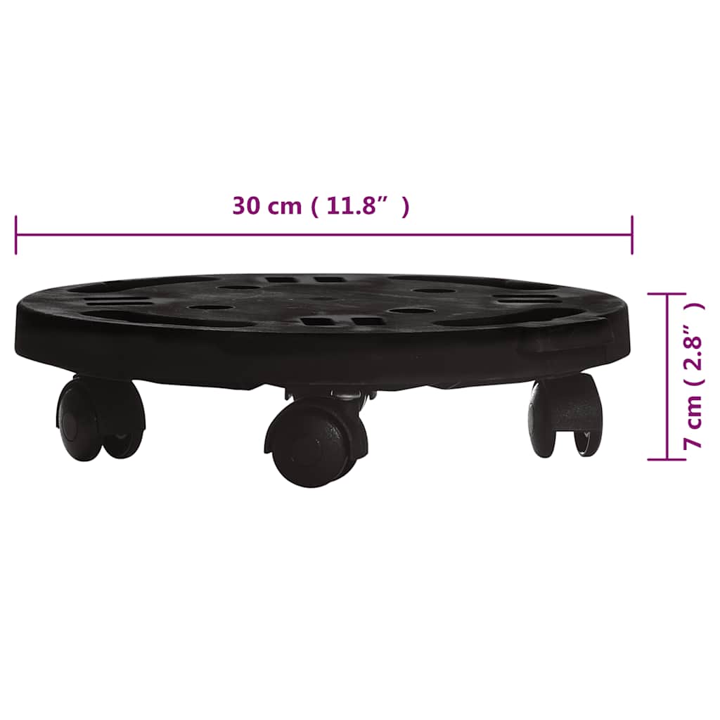 Plant Trolleys with Wheels 5 pcs Diameter 30 cm Black 170 kg