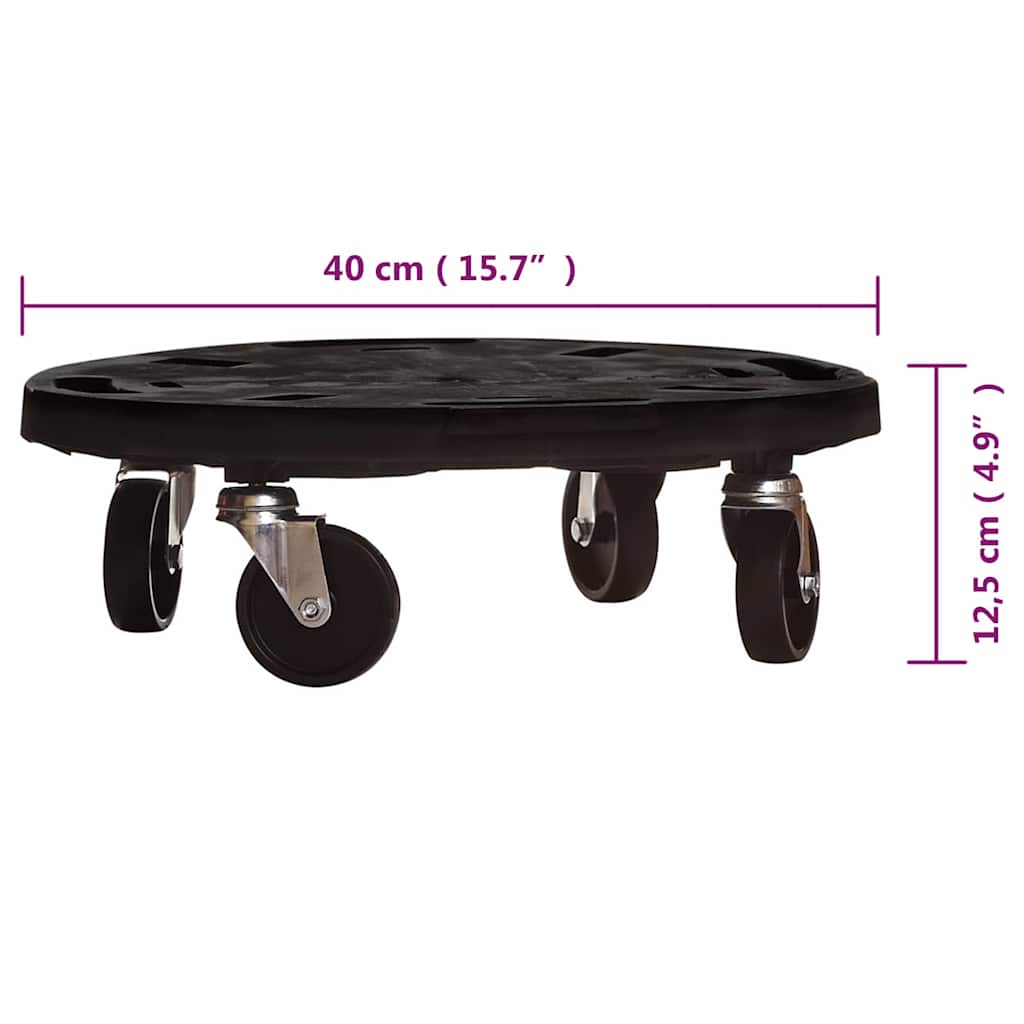 Plant Trolleys with Wheels 2 pcs Diameter 40 cm Black 275 kg