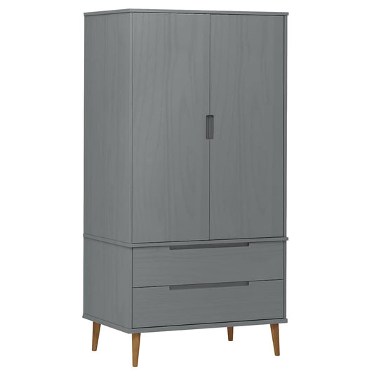 Wardrobe "MOLDE" Grey 90x55x175 cm Solid Wood Pine Wardrobe "MOLDE" Grey 90x55x175 cm Solid Wood Pine