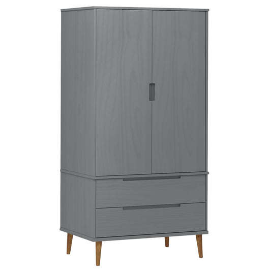 Wardrobe MOLDE Grey 90x55x175 cm Solid Wood Pine Wardrobe MOLDE Grey 90x55x175 cm Solid Wood Pine