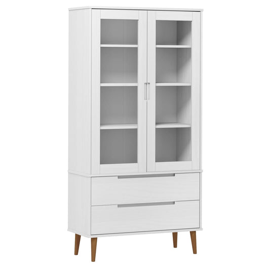 Vitrine Cabinet MOLDE White 90x35x175 cm Solid Wood Pine Vitrine Cabinet MOLDE White 90x35x175 cm Solid Wood Pine