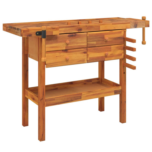 Workbench with Drawers and Vices 124x52x83 cm Solid Wood Acacia Workbench with Drawers and Vices 124x52x83 cm Solid Wood Acacia