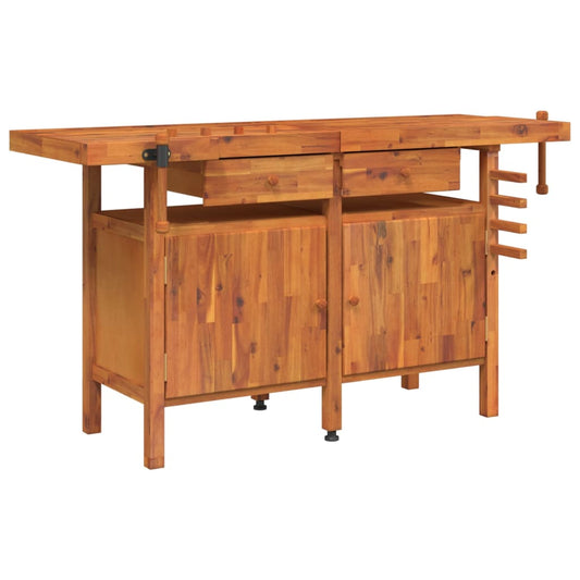 Workbench with Drawers and Vices 162x62x83 cm Solid Wood Acacia Workbench with Drawers and Vices 162x62x83 cm Solid Wood Acacia