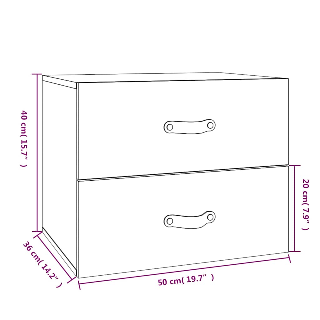 Wall-mounted Bedside Cabinets 2 pcs Grey 50x36x40 cm