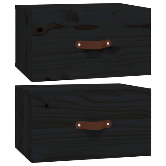 Wall-mounted Bedside Cabinets 2 pcs Black 40x29.5x22 cm Wall-mounted Bedside Cabinets 2 pcs Black 40x29.5x22 cm