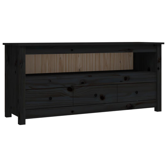 TV Cabinet Black 114x35x52 cm Solid Wood Pine TV Cabinet Black 114x35x52 cm Solid Wood Pine