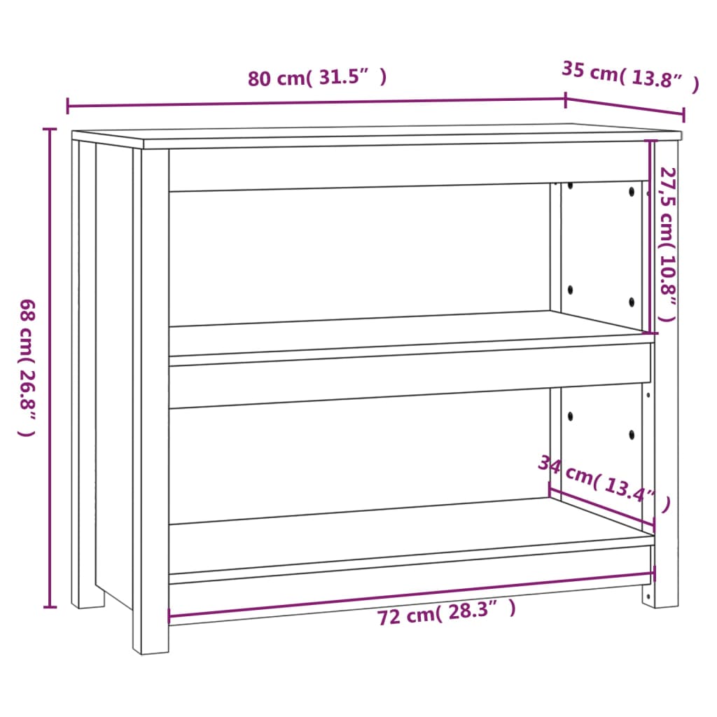 Book Cabinet Grey 80x35x68 cm Solid Wood Pine