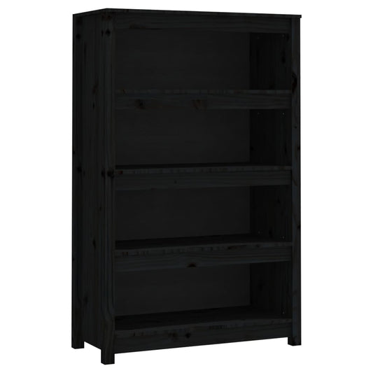 Book Cabinet Black 80x35x126 cm Solid Wood Pine Book Cabinet Black 80x35x126 cm Solid Wood Pine