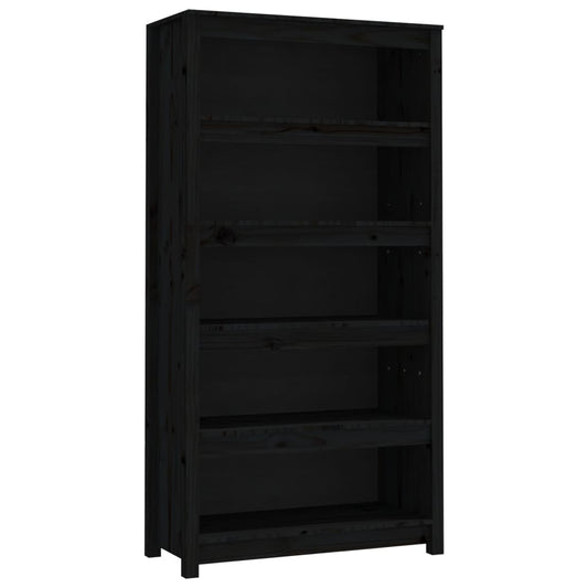 Book Cabinet Black 80x35x154 cm Solid Wood Pine Book Cabinet Black 80x35x154 cm Solid Wood Pine