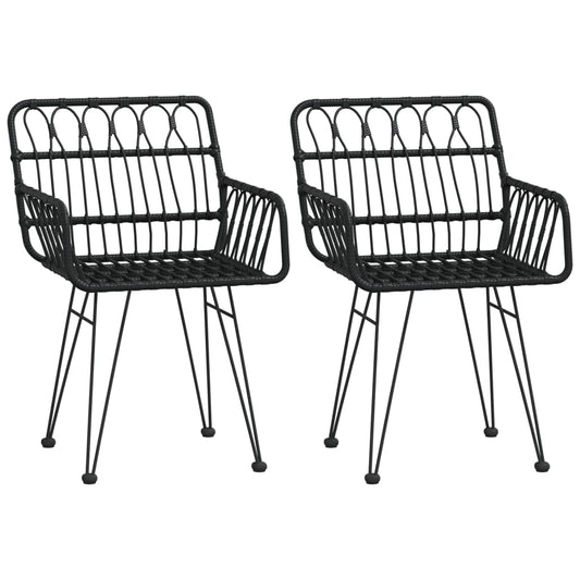 Garden Chair | Set of 2 | Black | Steel, Polyethylene | 56x64x80 cm Garden Chair | Set of 2 | Black | Steel, Polyethylene | 56x64x80 cm