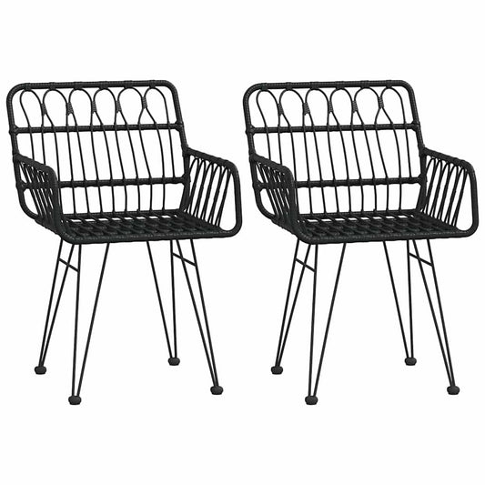 Garden Chairs 2 pcs with Armrest Black 56x64x80 cm PE Rattan Garden Chairs 2 pcs with Armrest Black 56x64x80 cm PE Rattan
