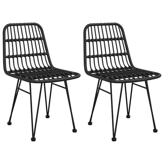 Garden Chairs 2 pcs Black 48x62x84 cm PE Rattan Garden Chairs 2 pcs Black 48x62x84 cm PE Rattan