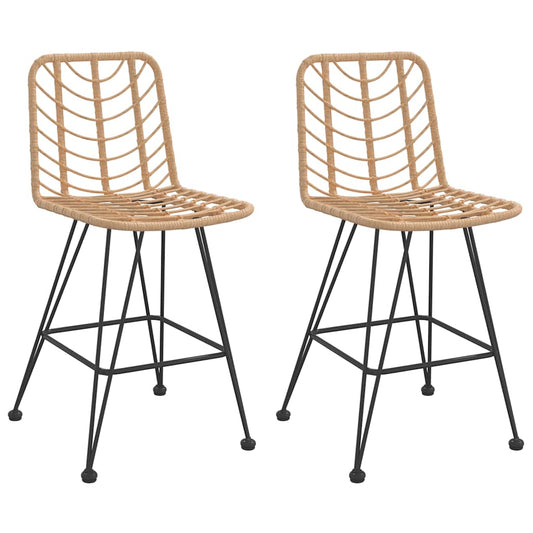 Bar Stools 2 pcs 45x56x103.5 cm PE Rattan and Steel Bar Stools 2 pcs 45x56x103.5 cm PE Rattan and Steel