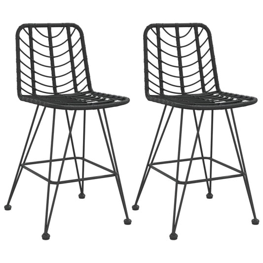 Bar Stools 2 pcs Black 45x56x103.5 cm PE Rattan and Steel Bar Stools 2 pcs Black 45x56x103.5 cm PE Rattan and Steel