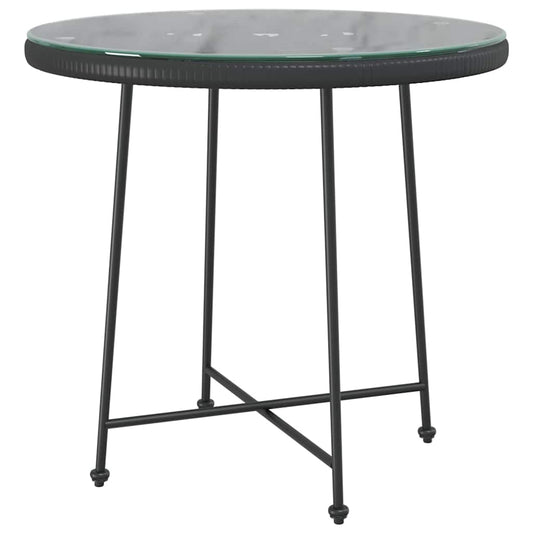 Dining Table Black Ø80 cm Tempered Glass and Steel Dining Table Black Ø80 cm Tempered Glass and Steel