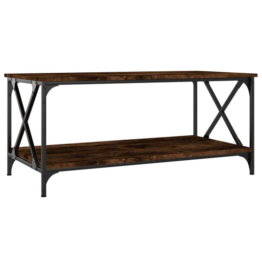 Coffee Table Smoked Oak 100x50x45 cm Engineered Wood and Iron Coffee Table Smoked Oak 100x50x45 cm Engineered Wood and Iron